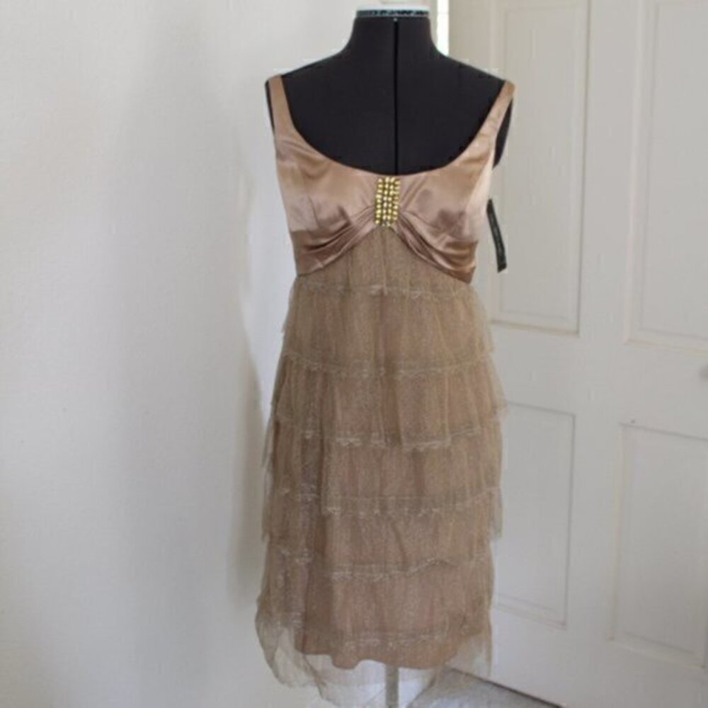 NWT Carmen Marc Valvo Dress size 10 champagne dress